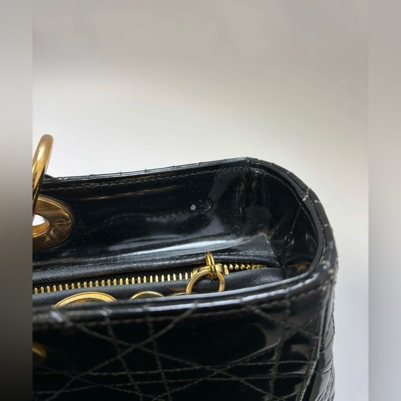 Vintage DIOR Lady Dior Bag - Large Black Quilted Patent Leather - Picture 16 of 16